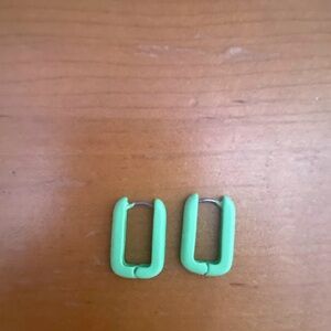 Green Rectangular Earrings